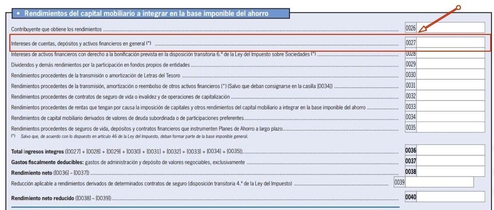 Casilla 27 de la Declaración del Impuesto sobre la Renta