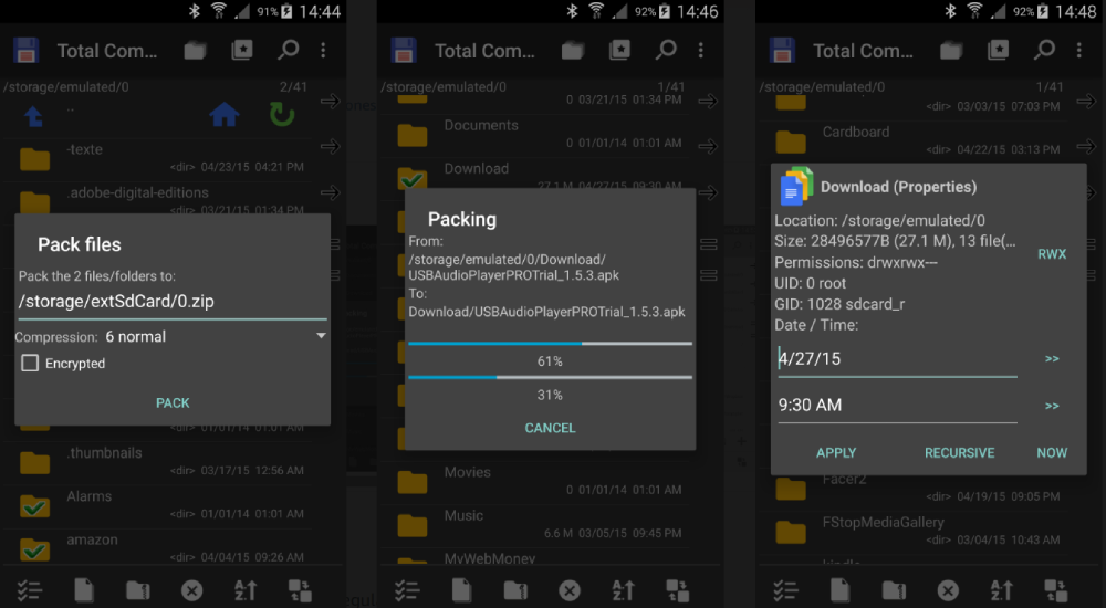 Interfaz de doble panel de Total Commander en Fire TV