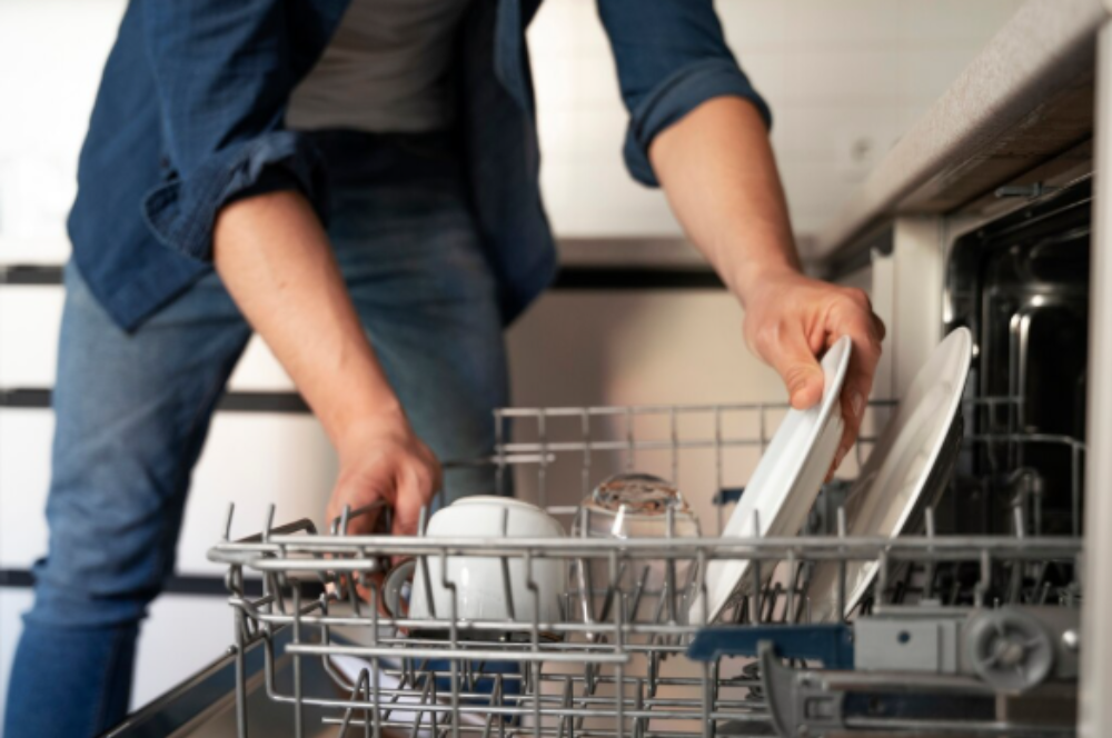 Coloque los utensilios del lavavajillas.