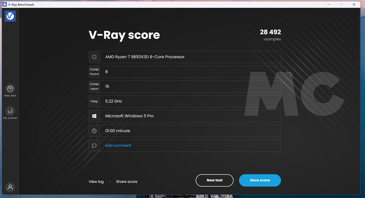 Ryzen 7 9850X3D vray