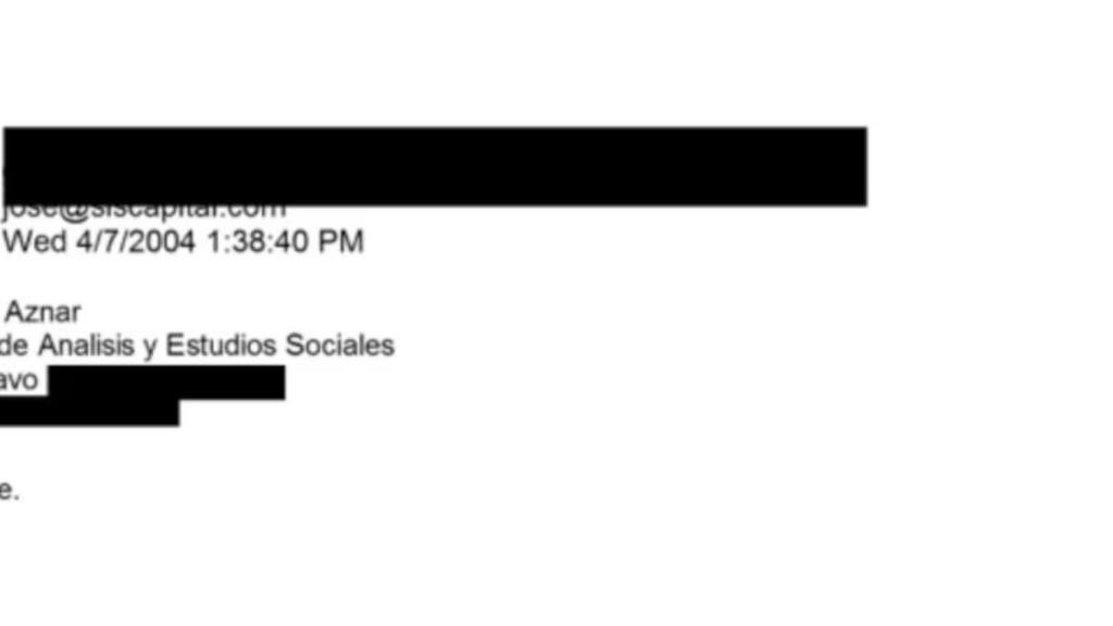 Captura de un correo electrónico del hijo de José María Aznar.