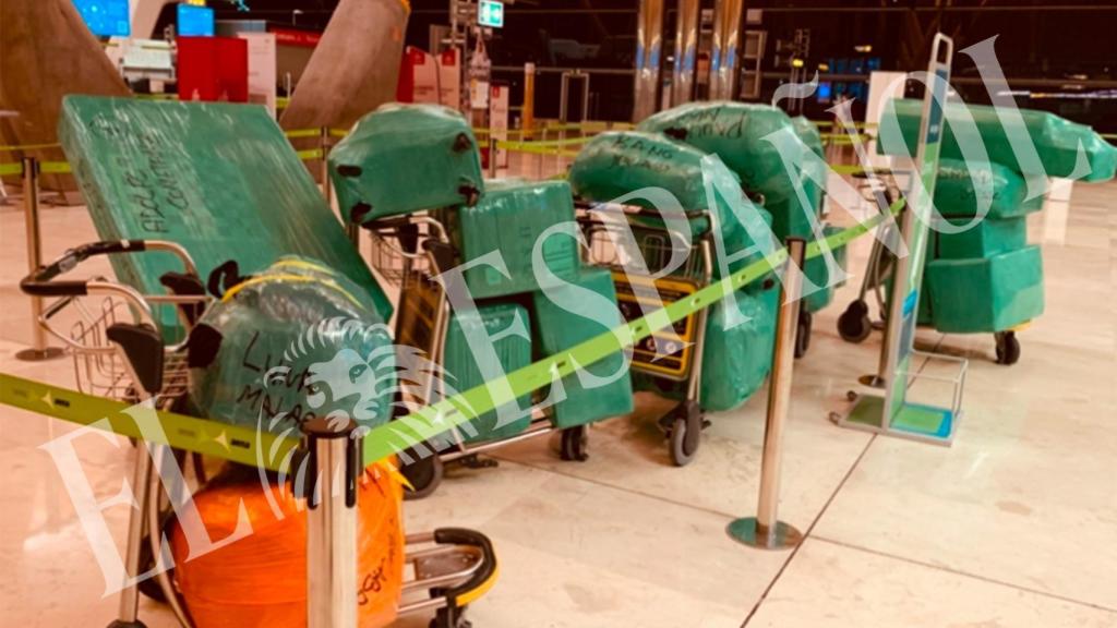 Algunas de las maletas autorizadas antes de ser facturadas en el Aeropuerto Adolfo Suárez Madrid-Barajas