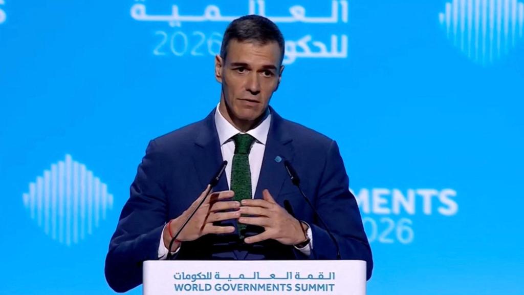 Pedro Sánchez en la Cumbre Mundial de Gobiernos. Dubái, febrero de 2026.