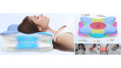 Esta almohada cervical alivia la tensión muscular.