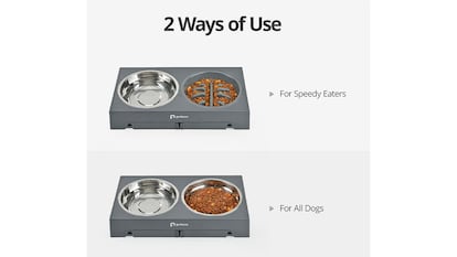 Comedero para perros sobre un fondo blanco.