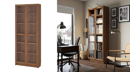 Este mueble de salón de Ikea decora la habitación.