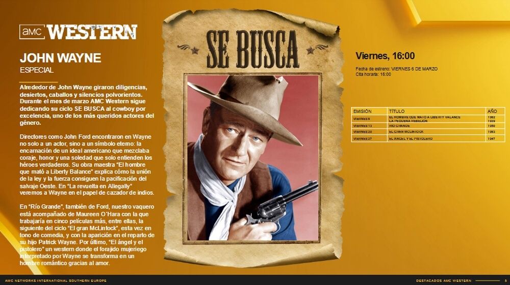 John Wayne en los westerns de AMC