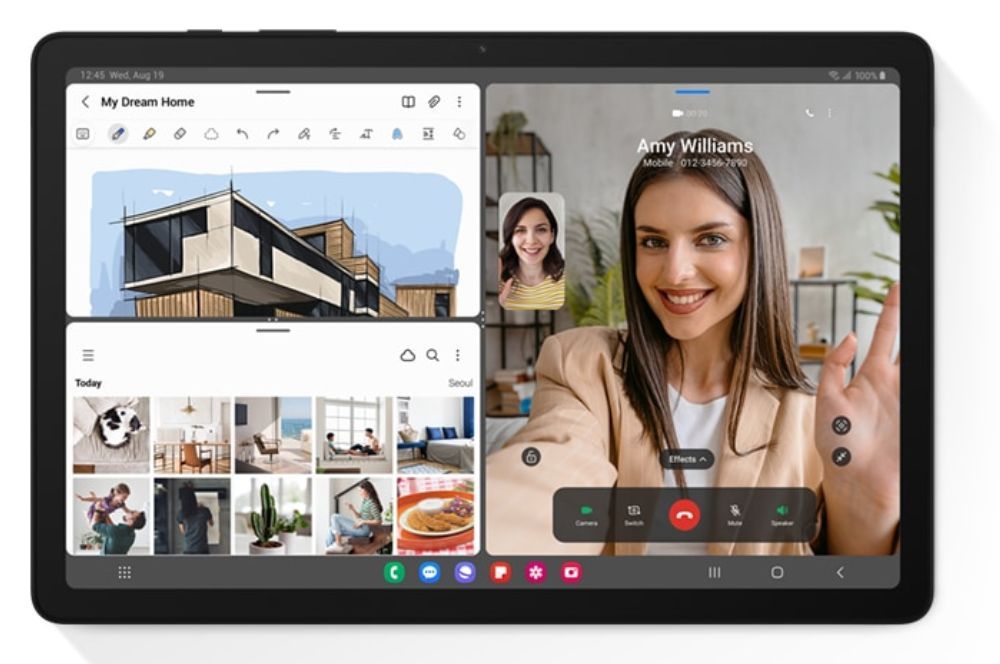 Samsung Galaxy Tab A9+ pantalla dividida tres