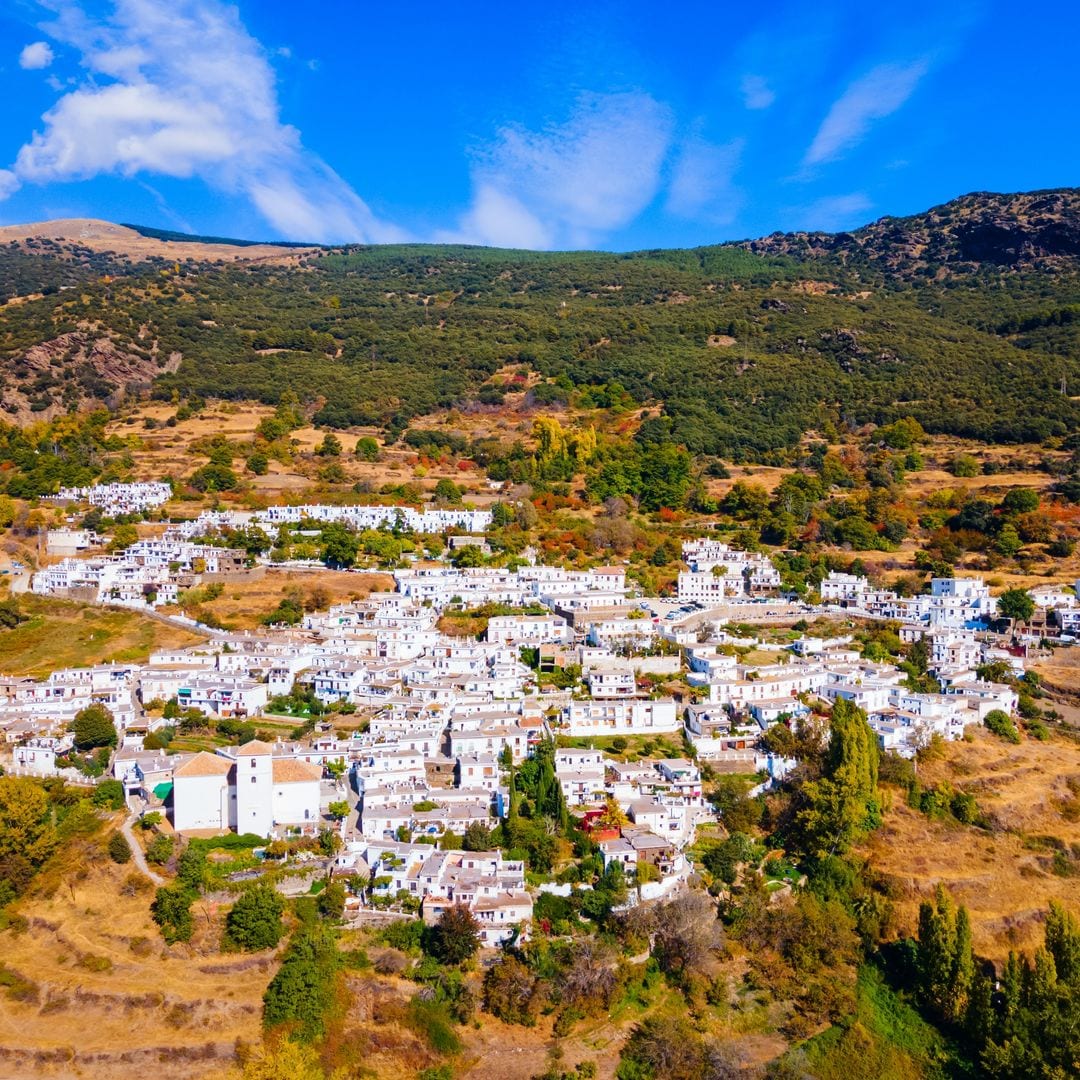Bubión y sus casas blancas destacan en las faldas de la Alpujarra granadina.