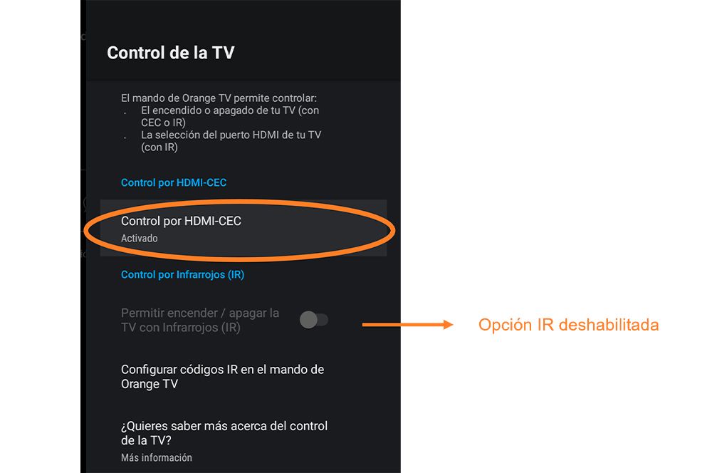Televisor naranja con capacidad HDMI-CEC