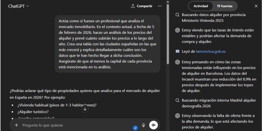 Consejos de ChatGPT para analizar el mercado inmobiliario en 2026
