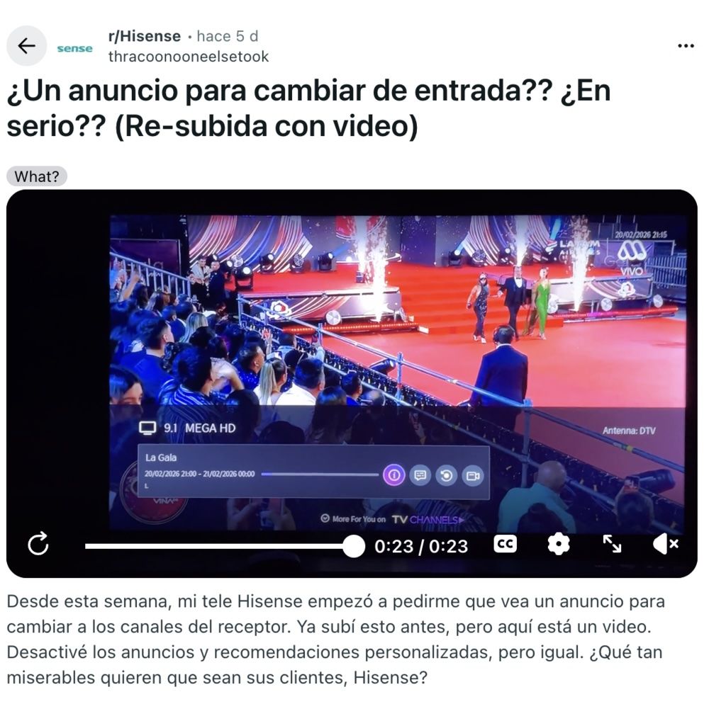 Imagen del mensaje en Reddit