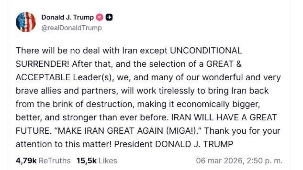 El mensaje de Donald Trump en su red social