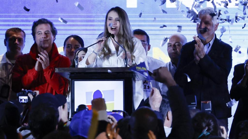 Paloma Valencia celebra su victoria este domingo en Colombia.
