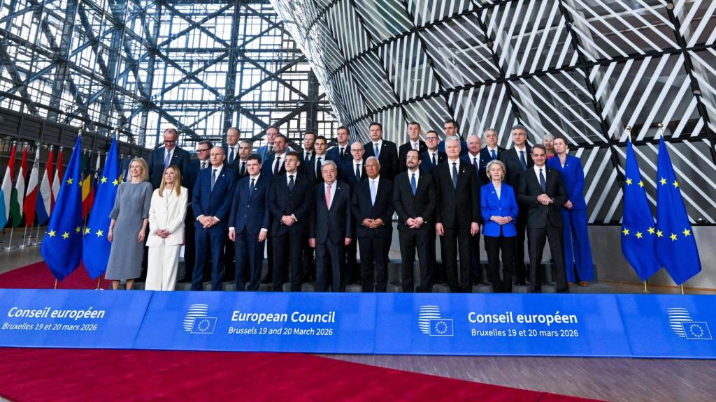 La foto de familia de los líderes europeos durante la cumbre de este jueves en Bruselas