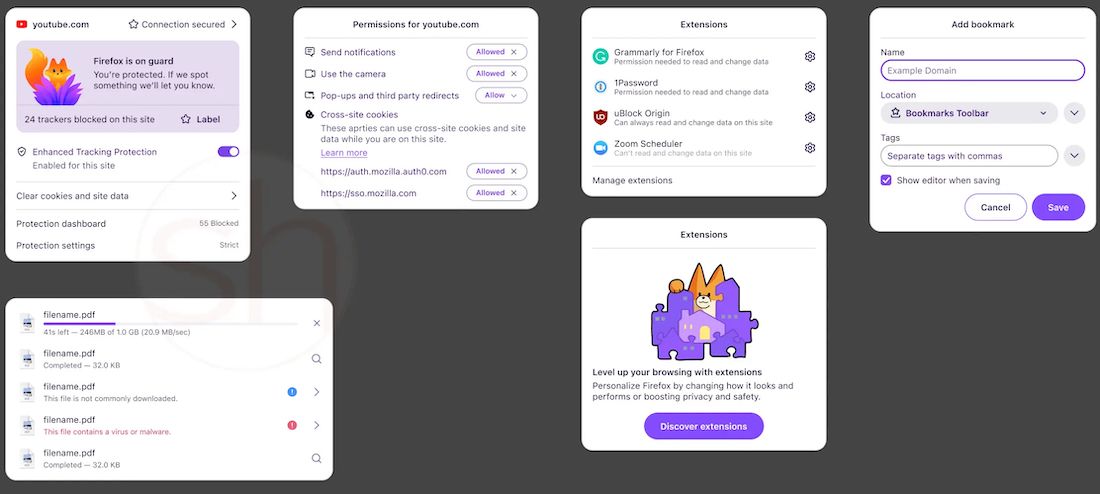 Rediseñar el panel de descargas en Firefox Nova para mostrar iconos minimalistas, barras de progreso circulares y una combinación de colores dinámica que se adapta al sistema
