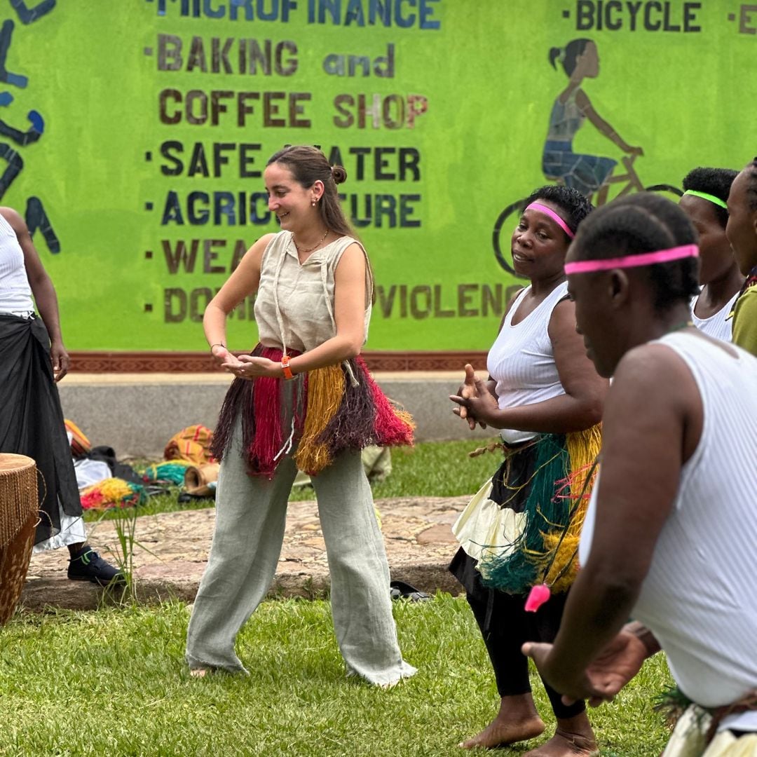 Lucía Pombo durante uno de los viajes al continente africano