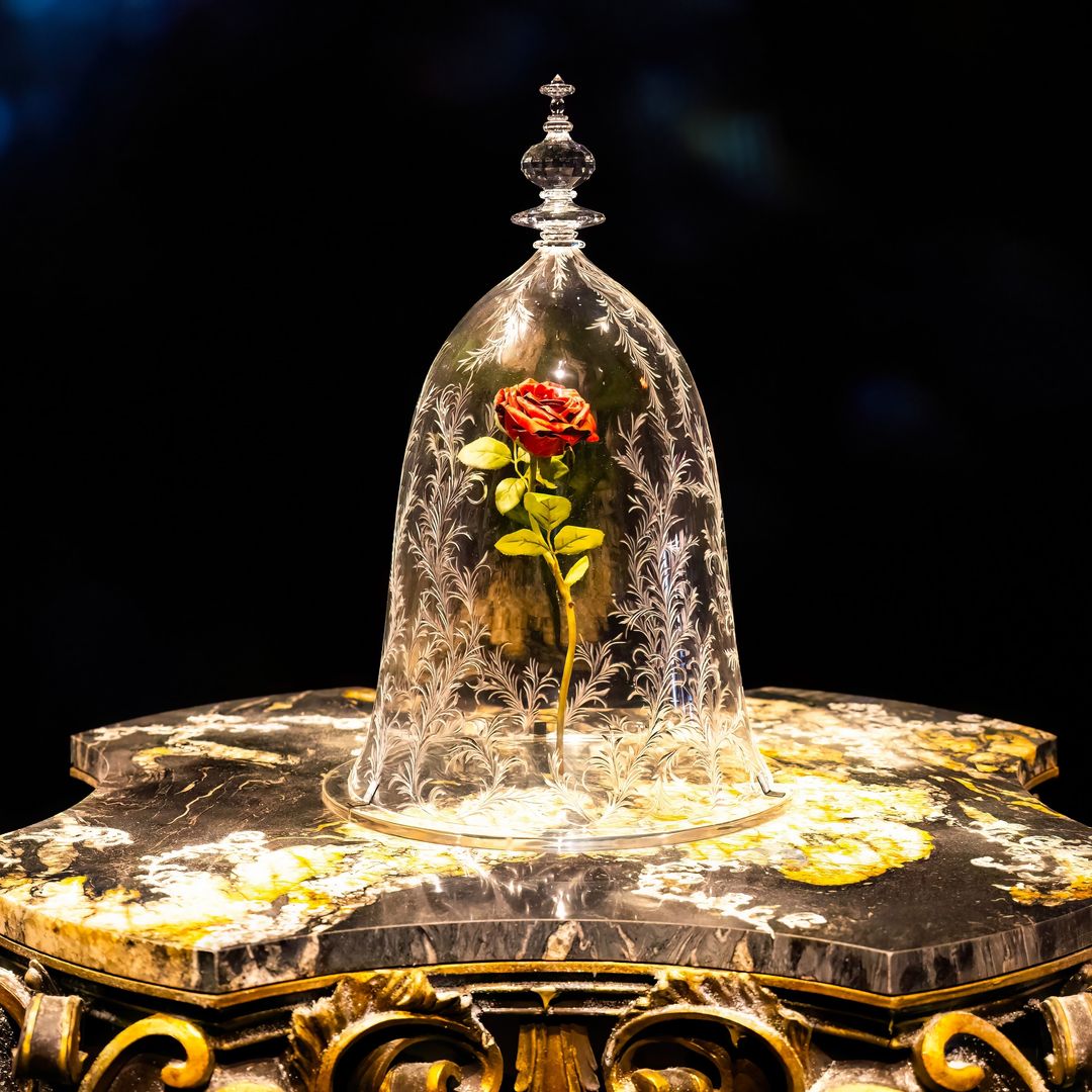 Artefactos de La Bella y la Bestia en exhibición en el Museo de la Academia de Cine de Los Ángeles
