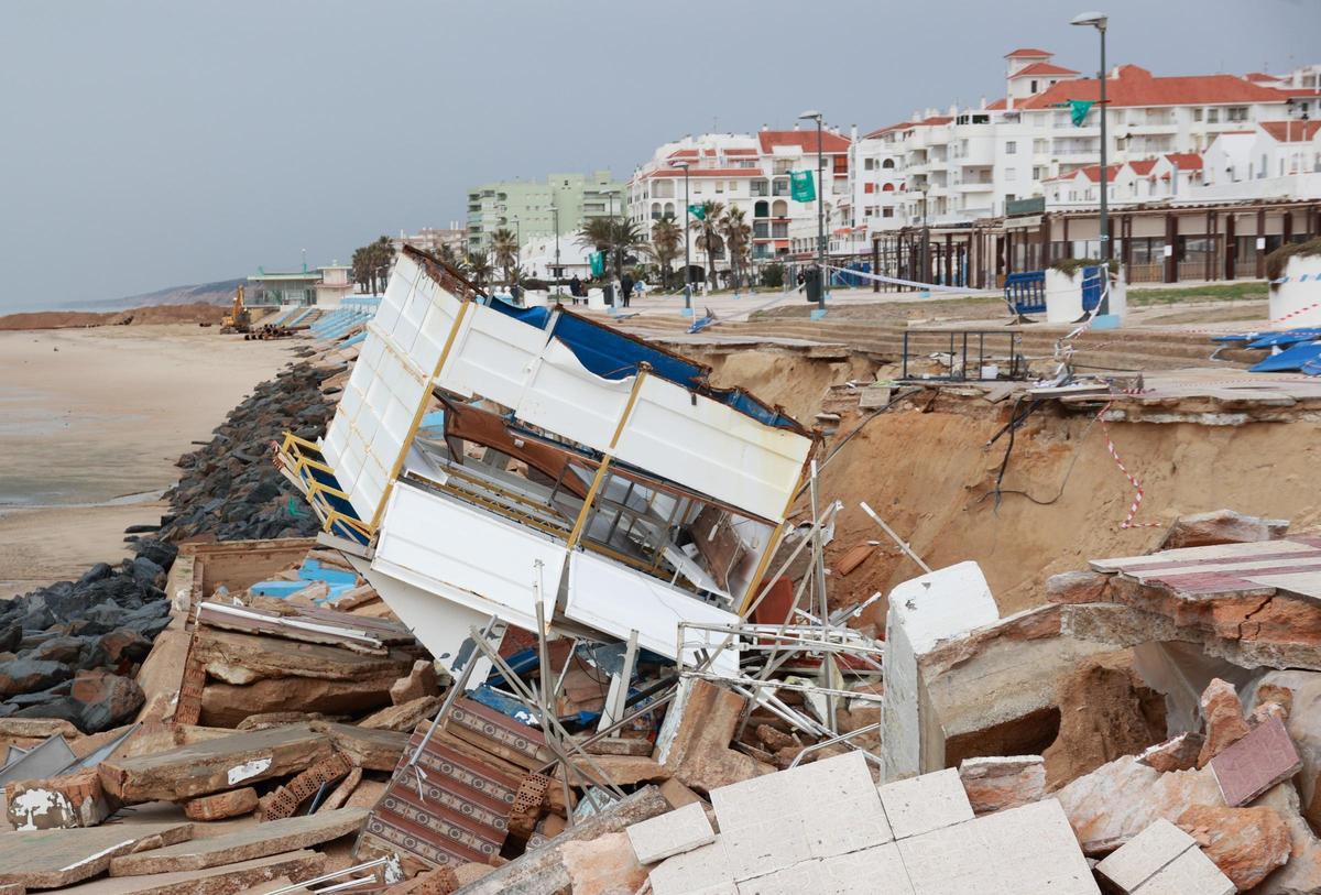 Daños en la costa de Matalascañas, en Huelva