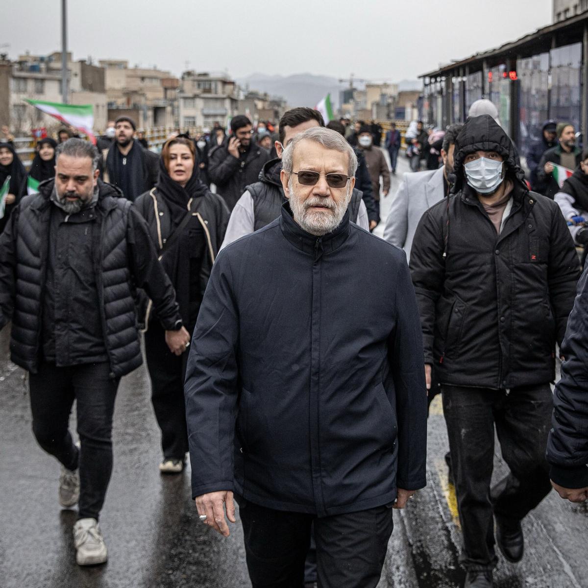 TEHERÁN, 13/03/2026.- El secretario del Consejo Supremo de Seguridad Nacional de Irán, Ali Larijani, participa en una manifestación por el Día de Al Quds, que se celebra cada año el último viernes del Ramadán -mes sagrado del Islam- en Teherán. EFE/ @alilarijani_ir - SÓLO PARA USO EDITORIAL/SÓLO DISPONIBLE PARA ILUSTRAR LA NOTICIA QUE LO ACOMPAÑA (CRÉDITO OBLIGATORIO) -. - SÓLO PARA USO EDITORIAL/SÓLO DISPONIBLE PARA ILUSTRAR LAS NOTICIAS QUE LO ACOMPAÑAN (CRÉDITO OBLIGATORIO) -