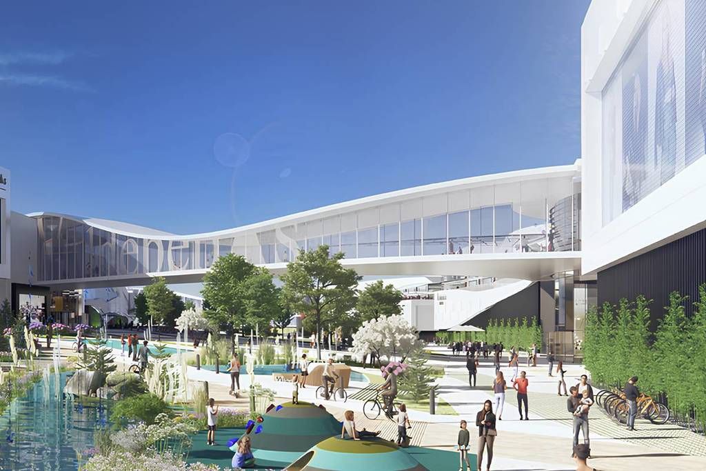 Representación del proyecto Valdebebas Shopping en Hortaleza, que en el futuro se convertirá en un gran centro comercial de 362.000 metros cuadrados, con 260 tiendas previstas para abrir a finales de 2027.