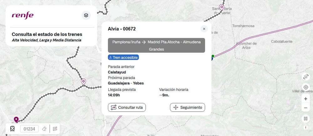 Información de trenes en la nueva web de Renfe