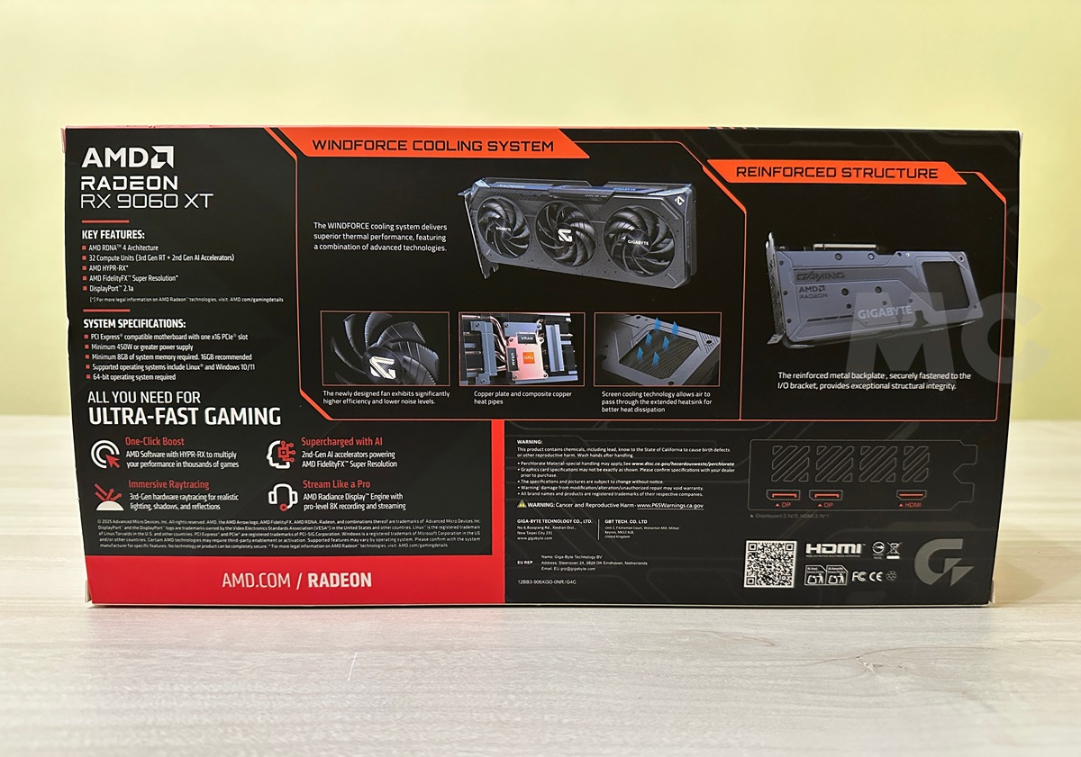 GIGABYTE-Radeon-RX-9060-XT-Gaming-OC-caja trasera