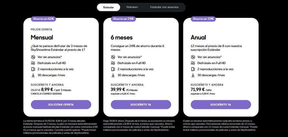 Precios de Spring SkyShowtime