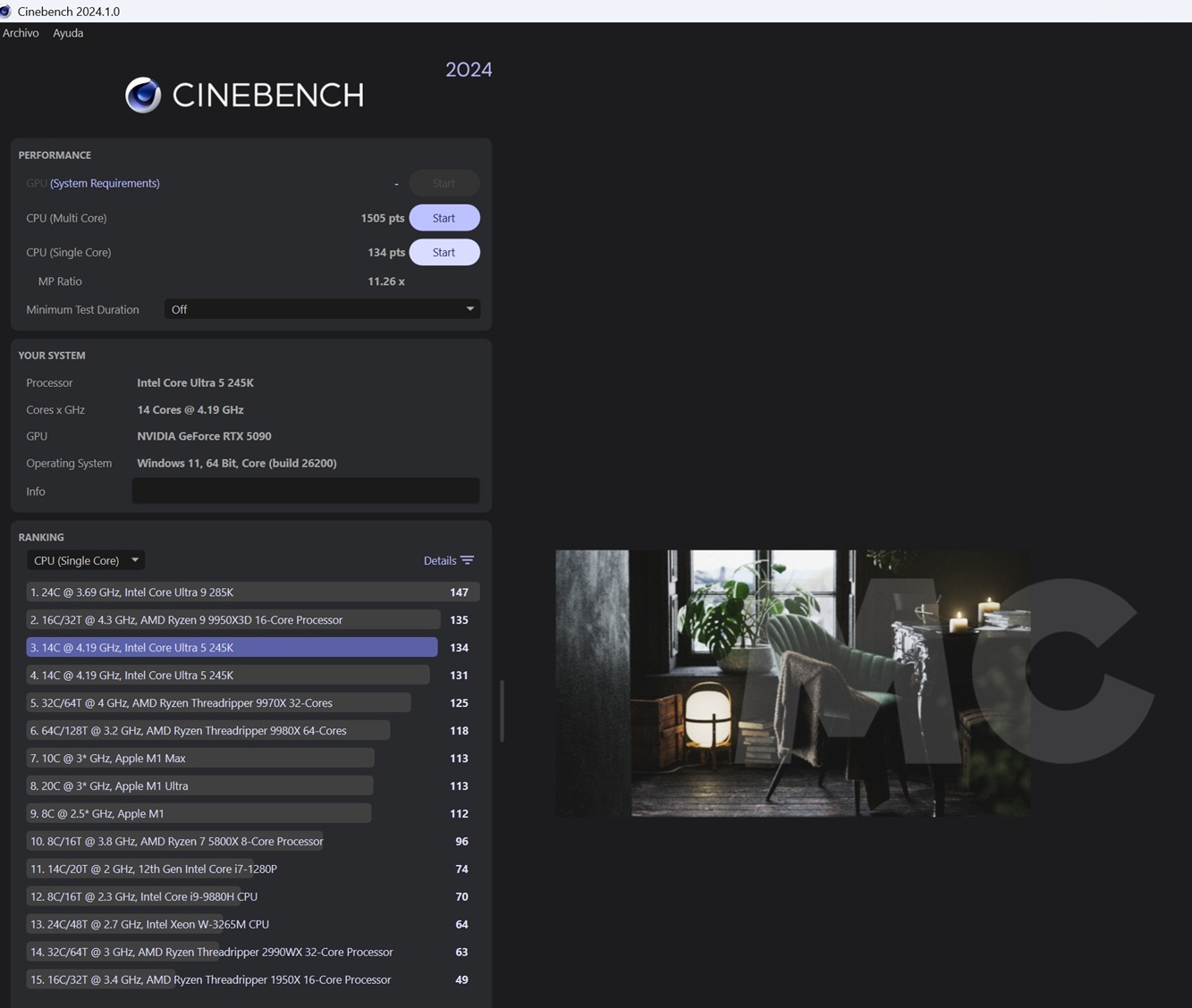 Core Ultra 5 245k 2026 CB 24