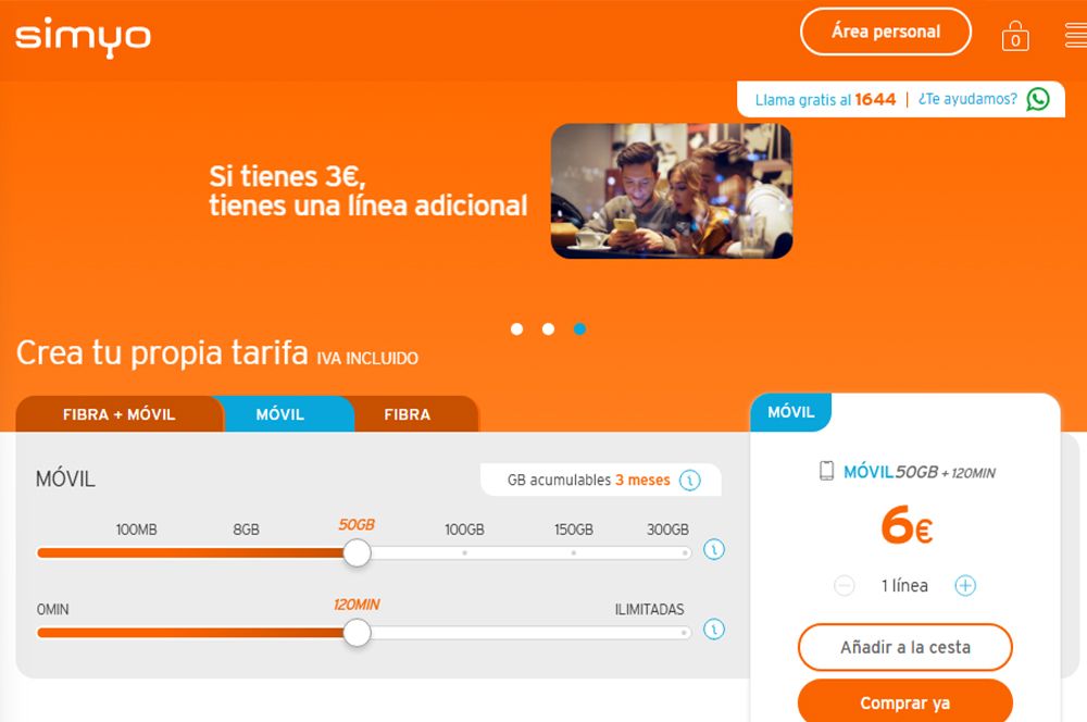 Configurador de tarifas Simyo