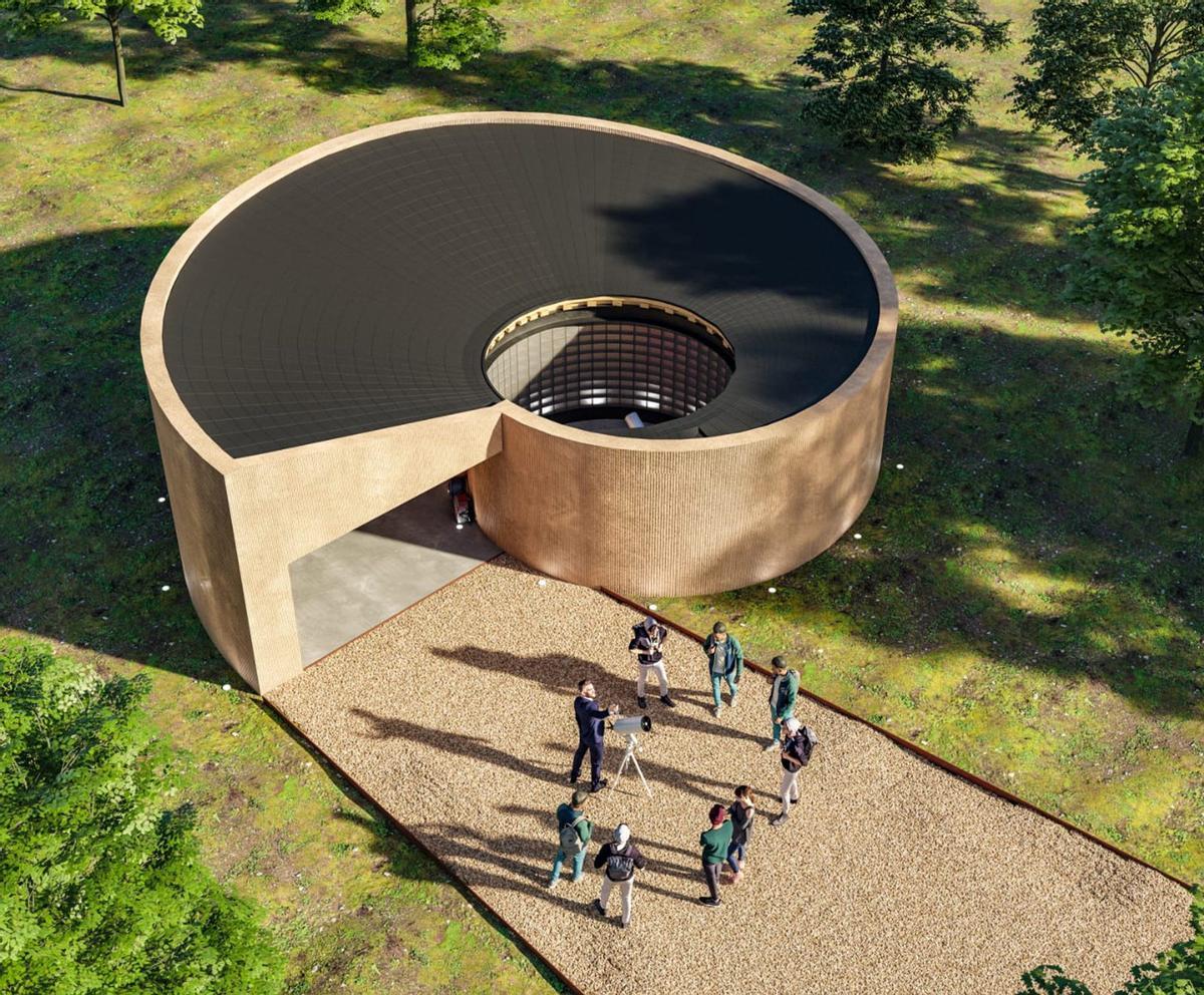 1.-Piscina de Folgueiróu, en Illano. 2.-Construcción del tanatorio De la Uz, en Tineo. 3.-Vista general del mirador de La Farrapona. 4.-Geles Sánchez y José Ramón Puerto, con la maqueta del premiado mirador Somedano. | J.R. Puerto | PUERTO JR