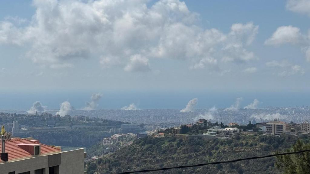 The bombings against Beirut seen from Nadim Shehadi's house.