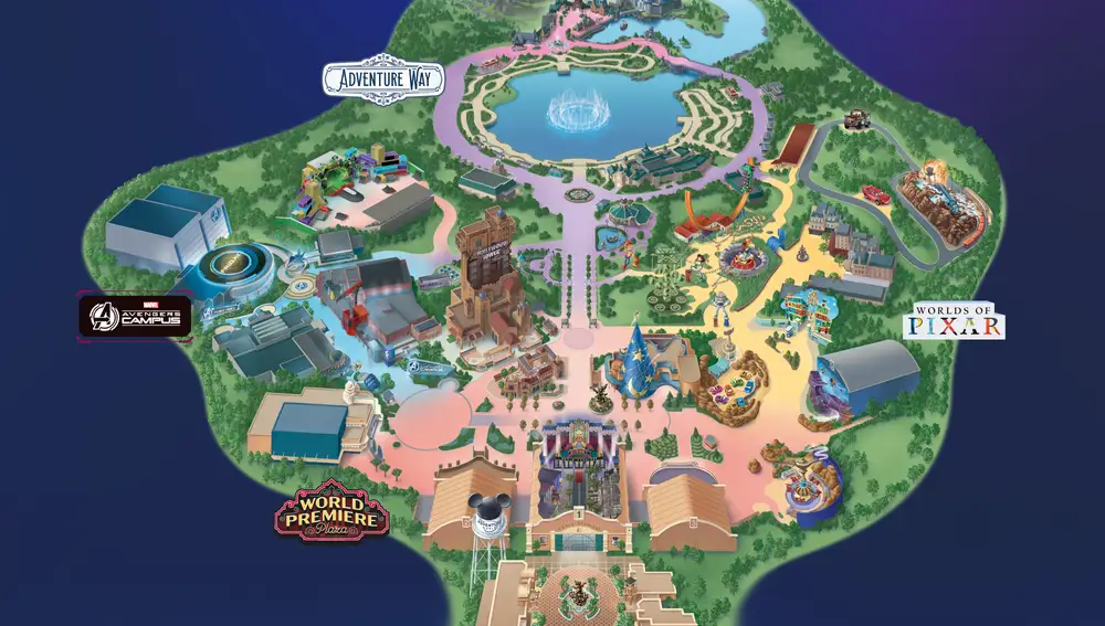 Nuevo mapa de Disney Adventure World, en Disneyland París
