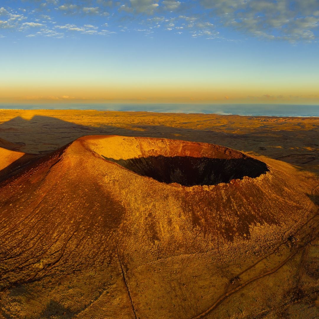 Vista aérea del volcán Calderón Hondo, Fuerteventura