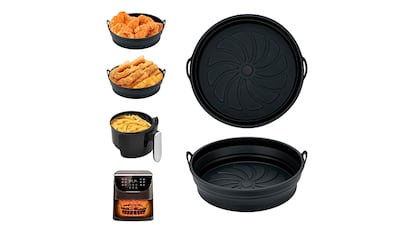 Elementos esenciales de cocina sobre fondo blanco.