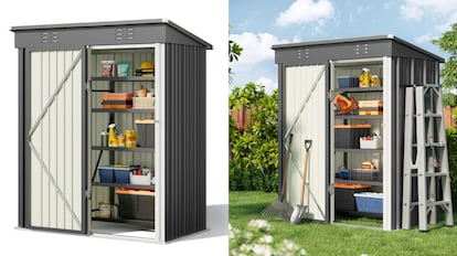 cobertizo de jardín de metal al aire libre