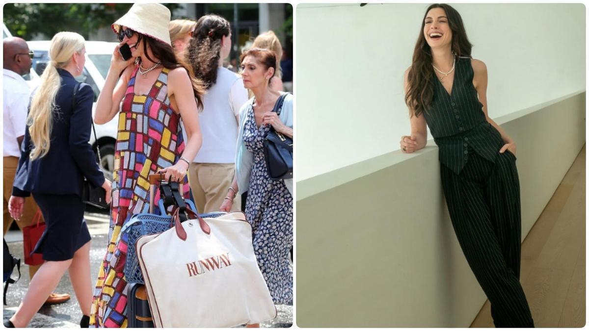 Anne Hathaway, durante el rodaje de la secuela, en Nueva York.