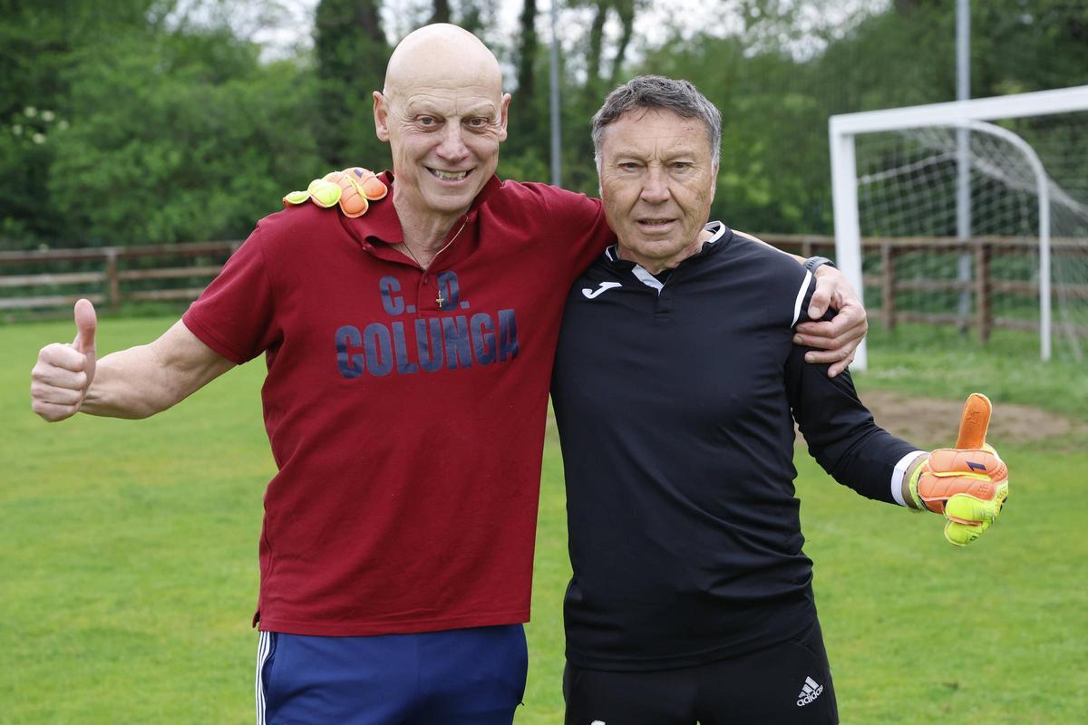 Santi García-Barrero con Ángel Mateos, ayer, en La Fresneda.