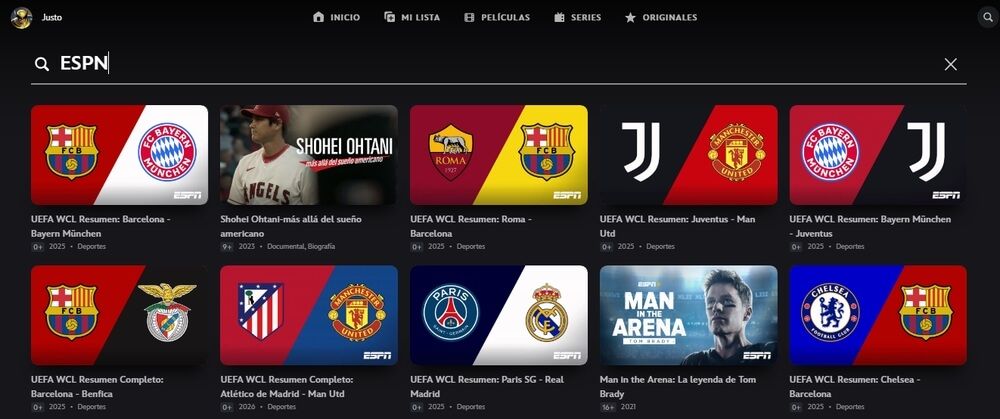 Contenidos de Disney+ ESPN en España