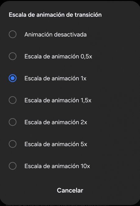 Escala de animación de teléfonos móviles Android.
