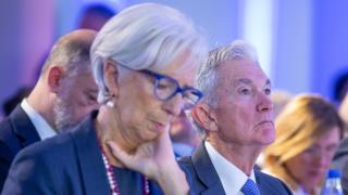 La presidenta del BCE, Christine Lagarde; El presidente de la Fed, Jerome Powell, y el presidente del Banco Central de Brasil, Roberto Campos Neto, participan en una charla en el Foro de Sintra.