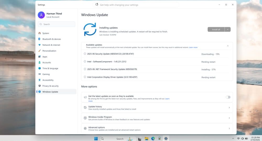 Actualización unificada de Windows 11