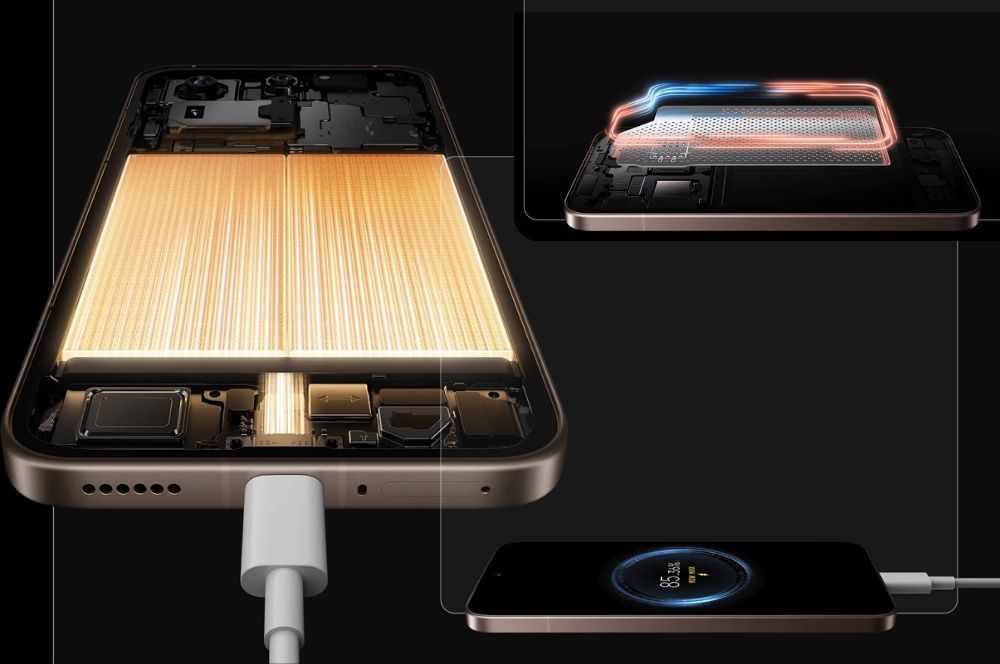 Diagrama esquemático de la batería y tecnología de carga utilizada en el teléfono móvil Xiaomi 15T Pro