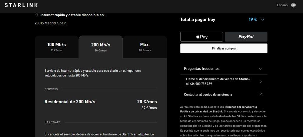 Oferta Starlink de 200 Mb durante tres meses