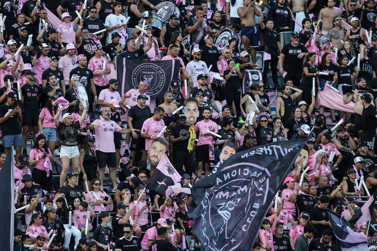 Imagen de las gradas de los aficionados del Inter en el Chase Stadium, que ha sido su casa en los últimos años.