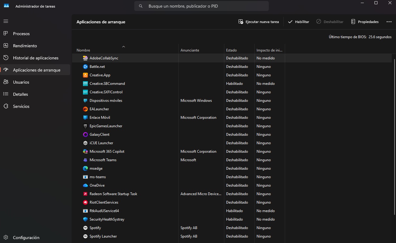 Programa de inicio de Windows 11