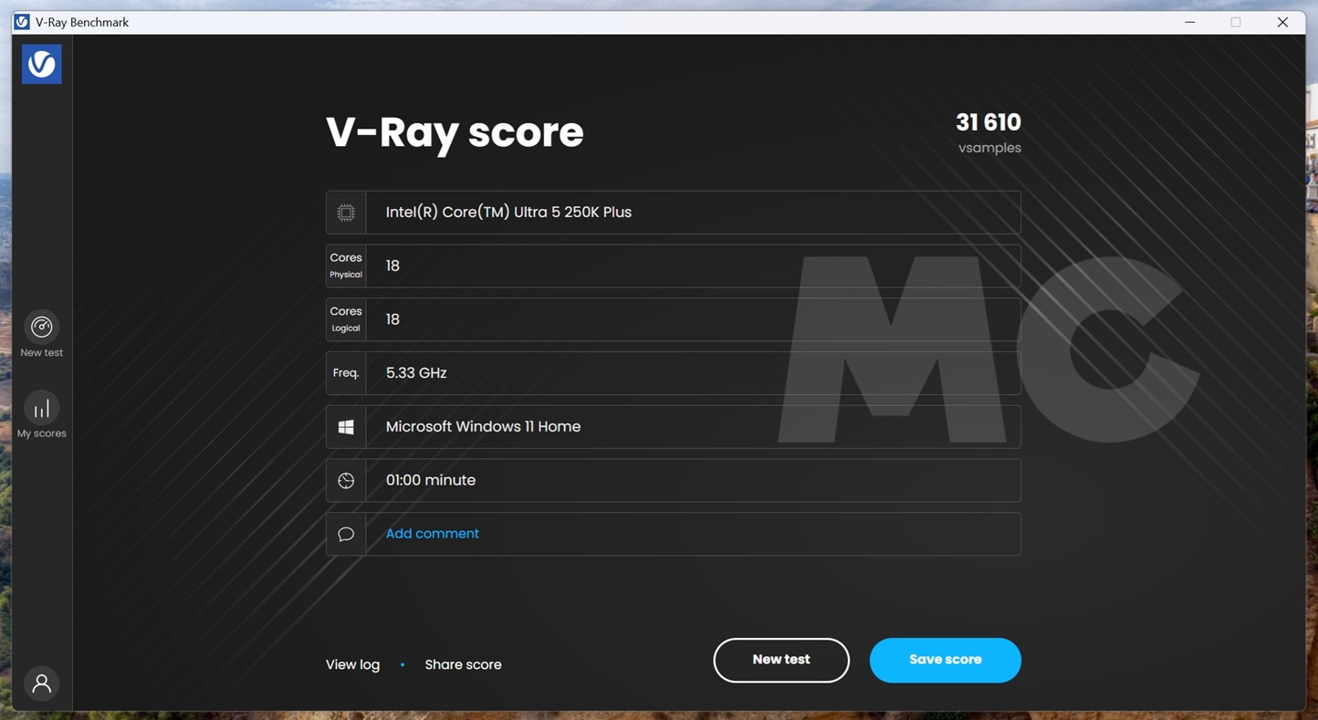 intel core ultra 5 250k plus vray 16 gb ra