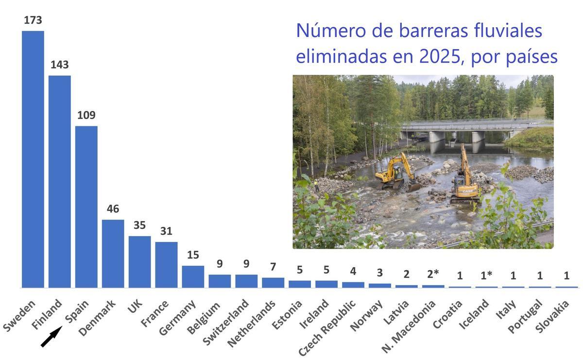 Ranking de eliminación de barreras fluviales en 2025
