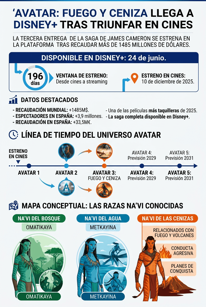 Infografía sobre Avatar: Fuego y Ceniza