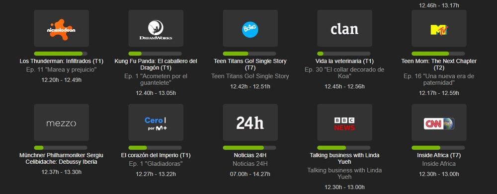 Canal Cero de M+ en lista de canales OTT